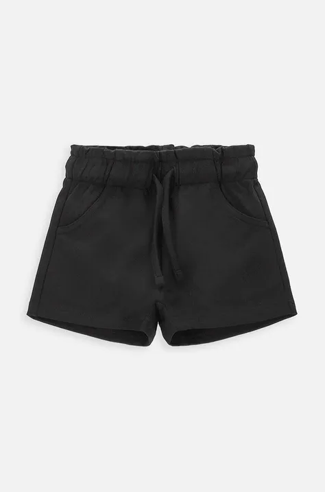 Dětské bavlněné šortky Coccodrillo černá barva, hladké