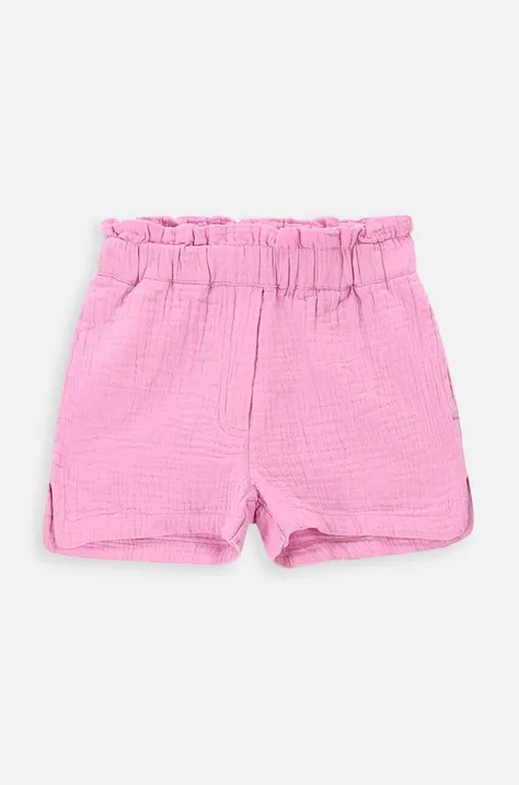 Детски памучен къс панталон Coccodrillo в розово с изчистен дизайн
