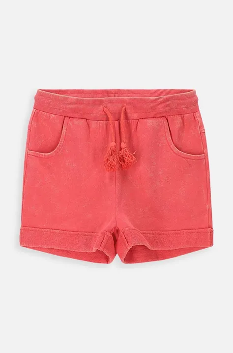 Coccodrillo pantaloni scurți din bumbac pentru copii culoarea rosu, neted
