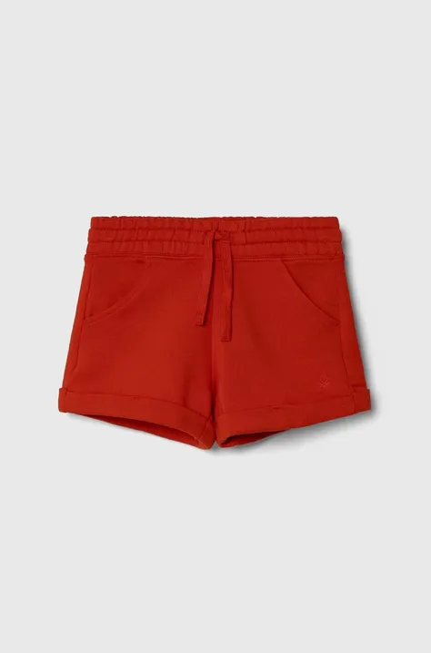 Otroške bombažne kratke hlače United Colors of Benetton rdeča barva