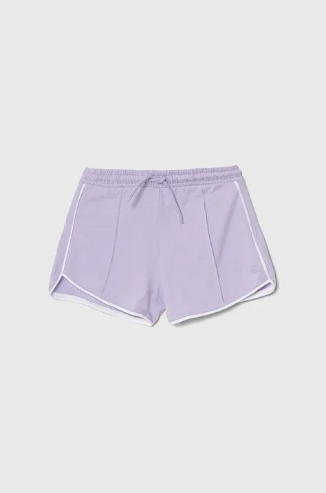 United Colors of Benetton pantaloni scurți din bumbac pentru copii culoarea violet, neted, talie reglabila