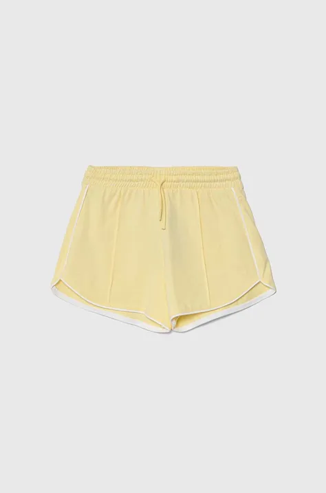 Dječje pamučne kratke hlače United Colors of Benetton boja: žuta, bez uzorka, podesivi struk