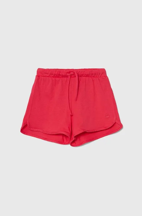 Dječje pamučne kratke hlače United Colors of Benetton boja: ružičasta, bez uzorka, podesivi struk