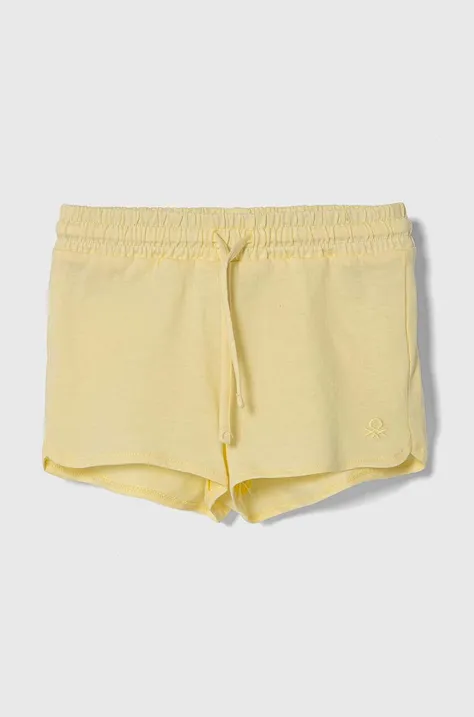 Dječje pamučne kratke hlače United Colors of Benetton boja: žuta, bez uzorka, podesivi struk