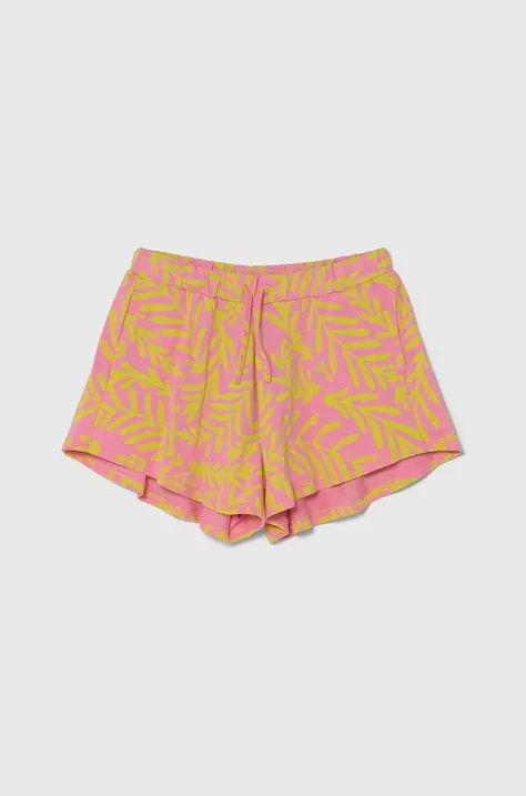 Dječje pamučne kratke hlače United Colors of Benetton boja: ružičasta, s uzorkom, podesivi struk