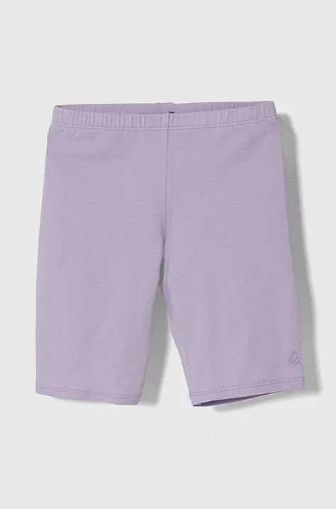 Detské krátke nohavice United Colors of Benetton fialová farba, jednofarebné