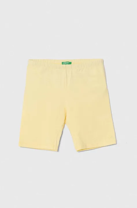 Detské krátke nohavice United Colors of Benetton žltá farba, jednofarebné