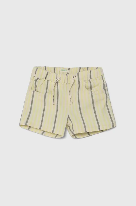 Detské krátke nohavice United Colors of Benetton žltá farba, vzorované