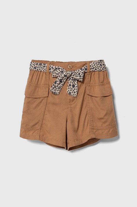 United Colors of Benetton pantaloni scurti copii culoarea maro, neted