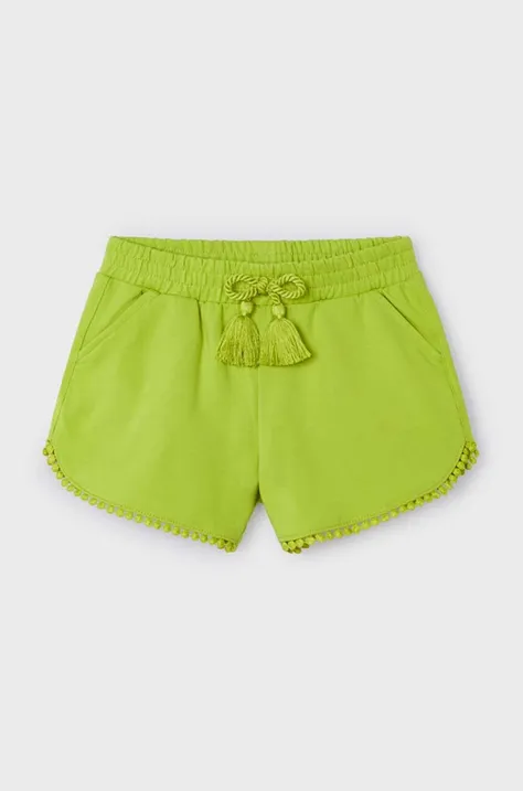 Detské krátke nohavice Mayoral zelená farba, jednofarebné