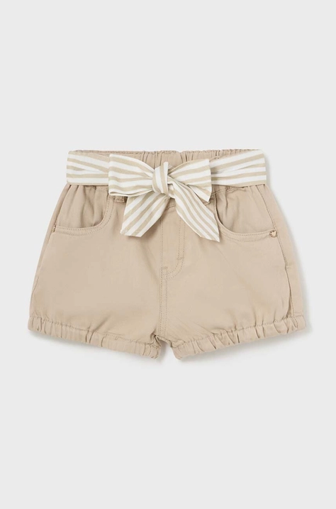 Mayoral pantaloni scurti bebe culoarea bej, neted