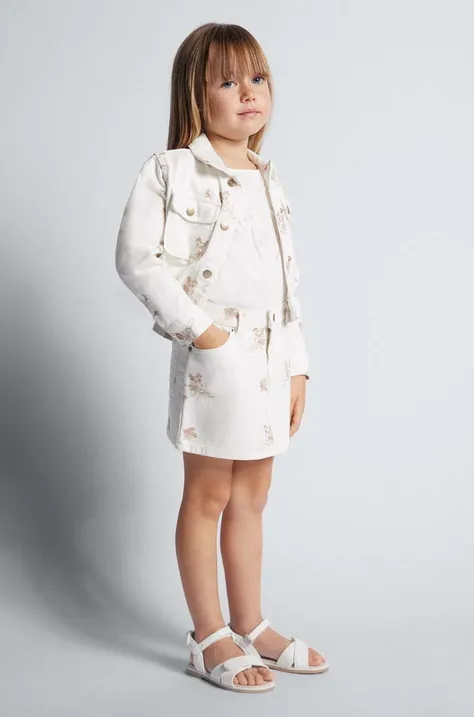 Dječje pamučna haljina Mayoral boja: bež, mini, ravna