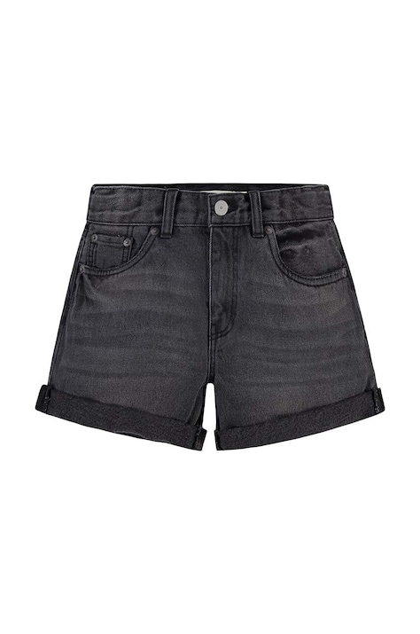 Dětské riflové kraťasy Levi's šedá barva, hladké, nastavitelný pas