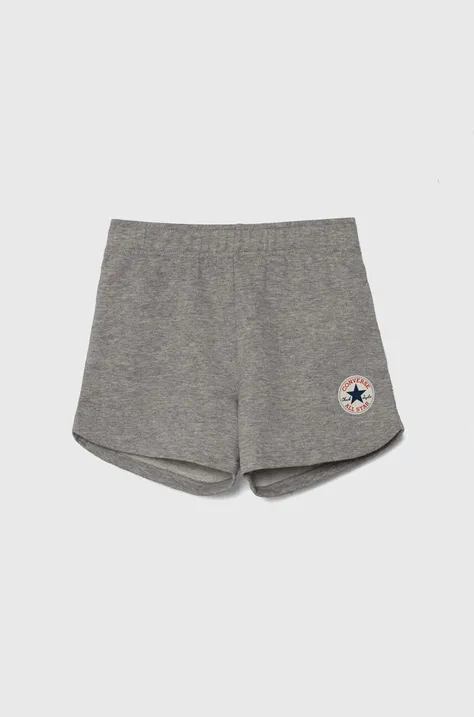 Converse pantaloni scurți din bumbac pentru copii culoarea gri, neted