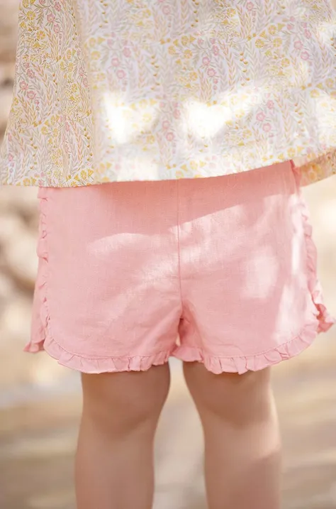 Детские льняные шорты Tartine et Chocolat цвет розовый однотонные