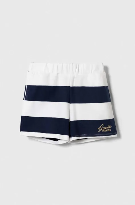 Otroške bombažne kratke hlače Guess mornarsko modra barva