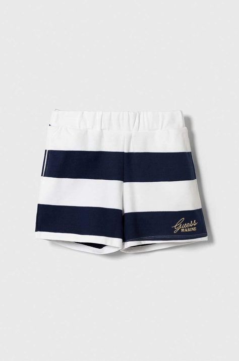 Guess pantaloni scurți din bumbac pentru copii culoarea albastru marin, modelator