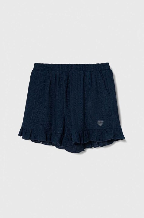 Guess pantaloni scurti copii culoarea albastru marin, neted