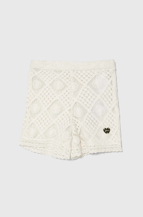 Guess pantaloni scurți din bumbac pentru copii culoarea alb, neted