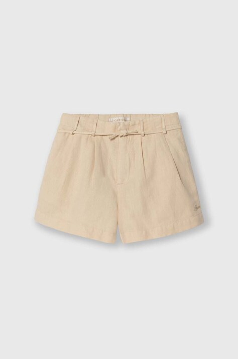 Παιδικό λινό σορτς Guess χρώμα: μπεζ
