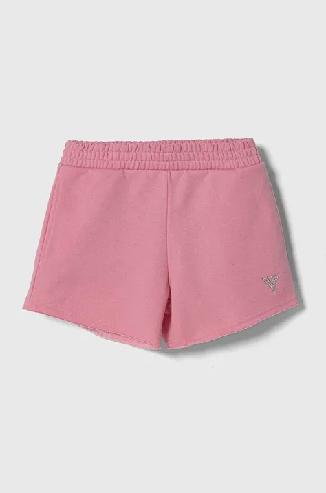 Guess pantaloni scurti copii culoarea roz, cu imprimeu