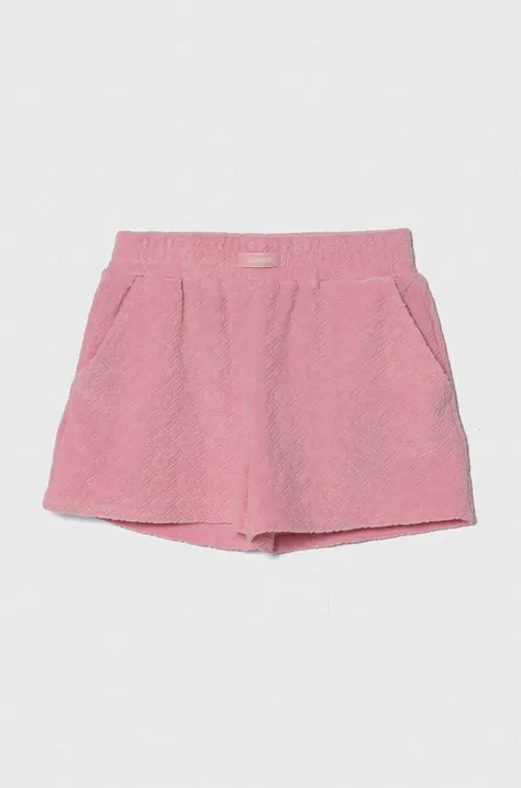 Guess pantaloni scurti copii culoarea roz, neted