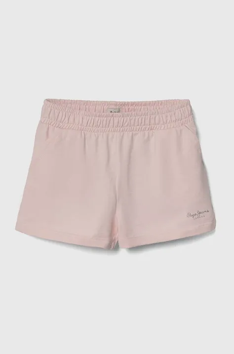 Pepe Jeans szorty bawełniane dziecięce NERISSA kolor różowy gładkie