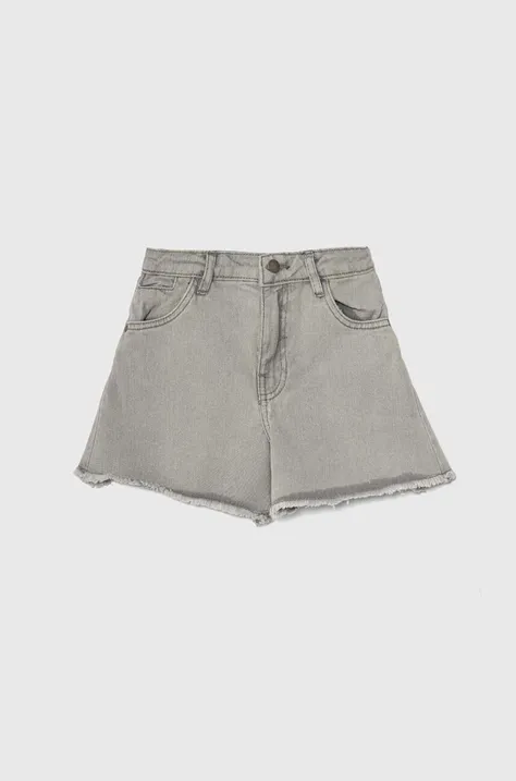 Detské rifľové krátke nohavice zippy šedá farba, jednofarebné, nastaviteľný pás