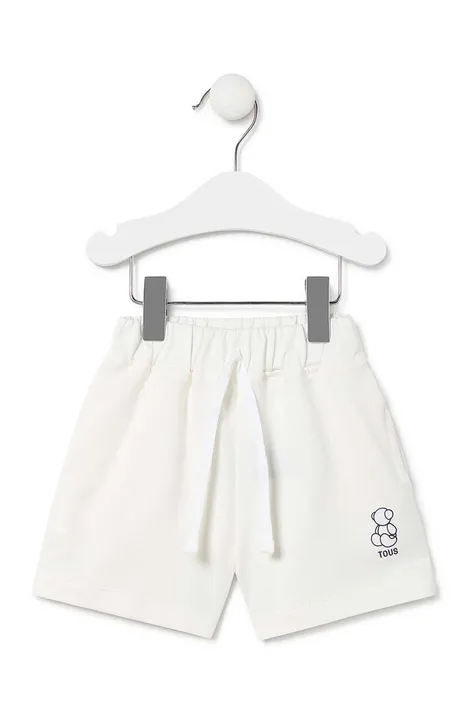 Бебешки къс панталон от памук Tous в бяло с изчистен дизайн