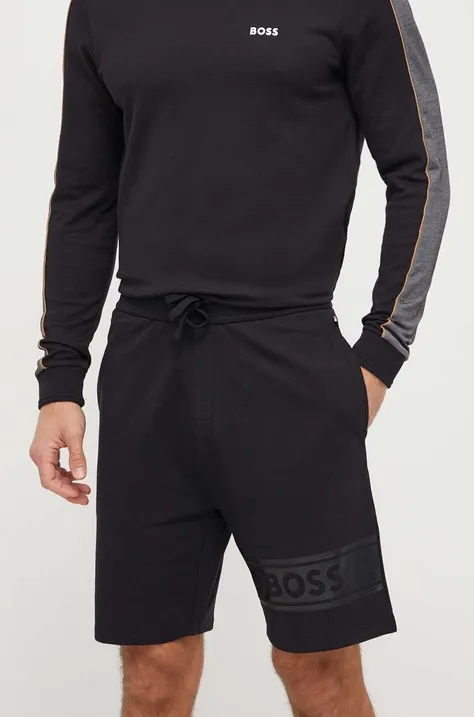 Bavlněné šortky BOSS černá barva, 50510635