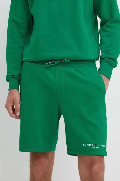 Šortky Tommy Hilfiger pánske, zelená farba, MW0MW34201