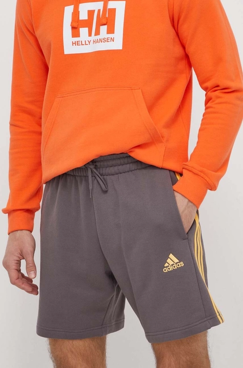 adidas pantaloni scurti din bumbac culoarea gri, IS1346