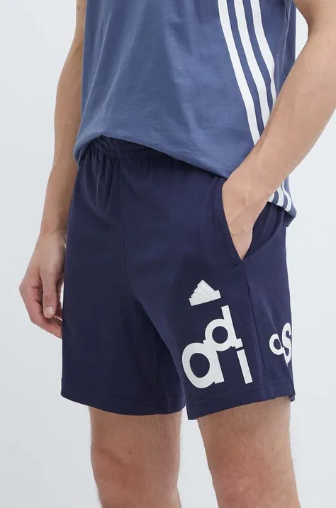 Bombažne kratke hlače adidas mornarsko modra barva, IS2011