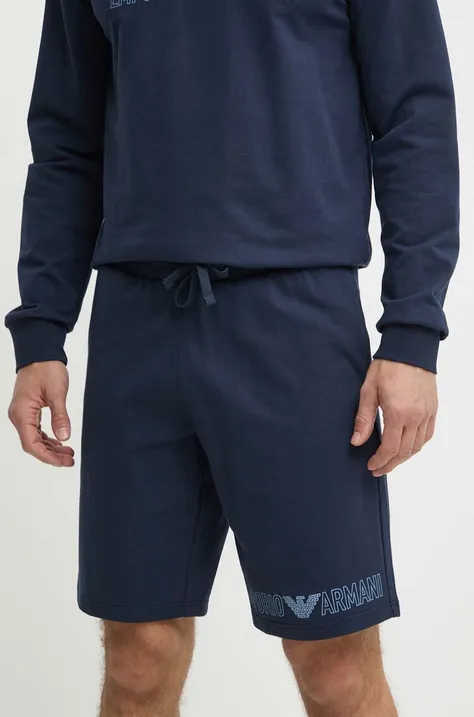 Homewear pamučne kratke hlače Emporio Armani Underwear boja: tamno plava, 111004 4R566