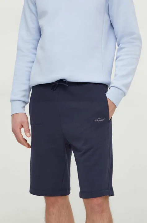 Bombažne kratke hlače Aeronautica Militare mornarsko modra barva