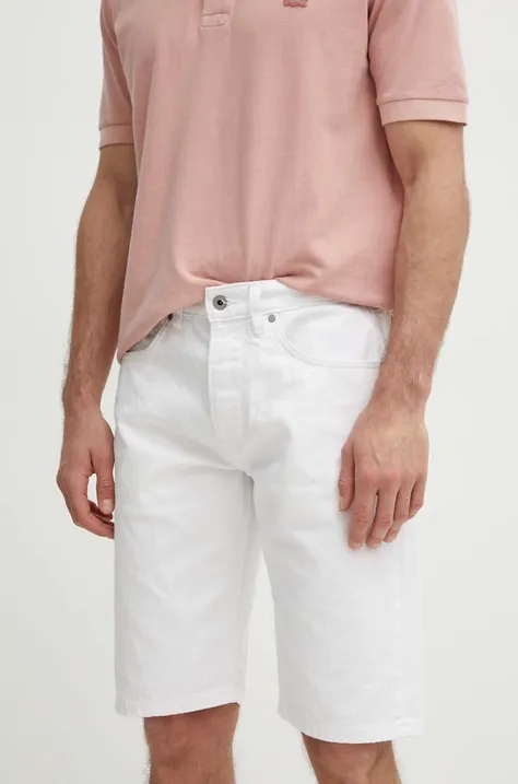 Rifľové krátke nohavice Pepe Jeans RELAXED SHORT pánske, biela farba, PM801079TC0