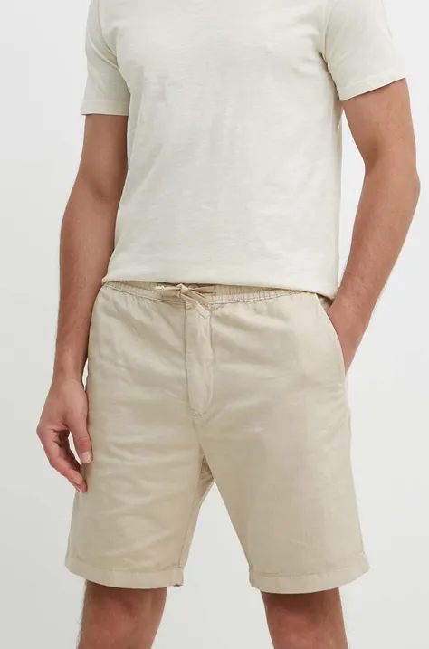 Ľanové šortky Pepe Jeans RELAXED LINEN SMART SHORTS béžová farba, PM801093