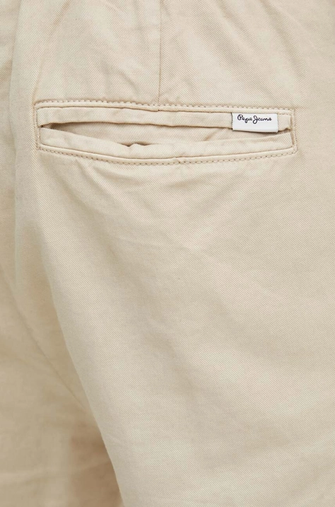 Pepe Jeans szorty lniane RELAXED LINEN SMART SHORTS kolor beżowy PM801093