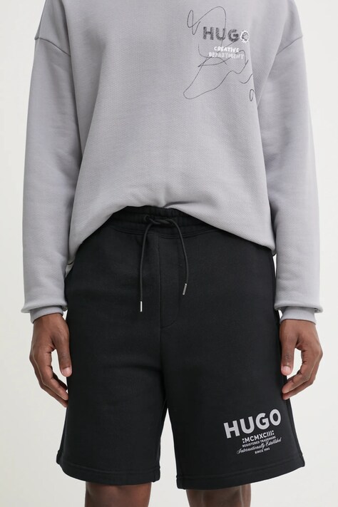 Hugo Blue pantaloni scurti din bumbac culoarea negru