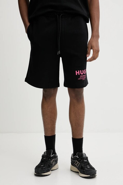 Hugo Blue pantaloni scurti din bumbac culoarea alb