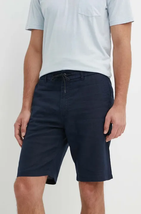 Lanene kratke hlače Boss Orange mornarsko modra barva, 50513027