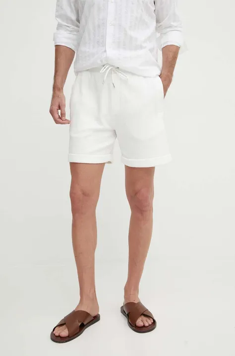 Bombažne kratke hlače BOSS bela barva, 50512164
