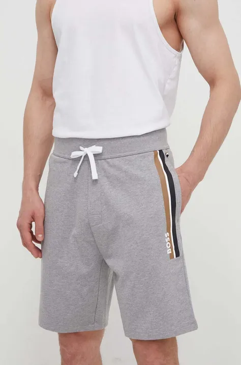 Памучен къс панталон BOSS в сиво с меланжов десен 50515162