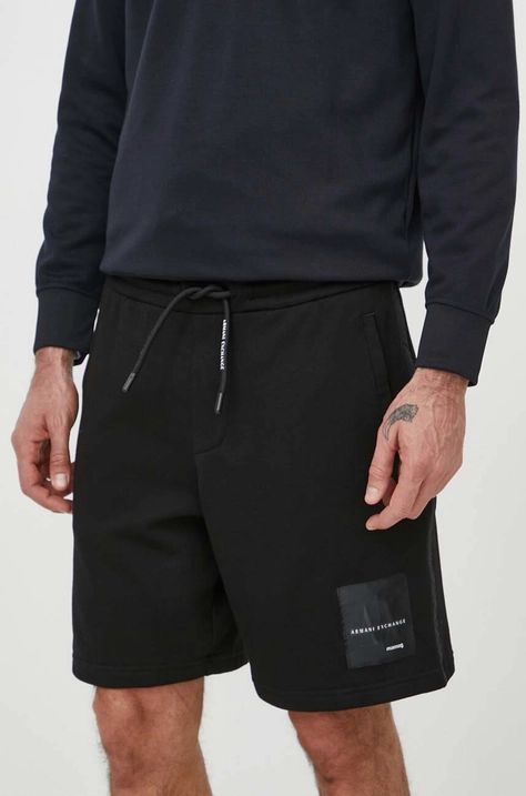 Armani Exchange pantaloni scurti barbati, culoarea negru