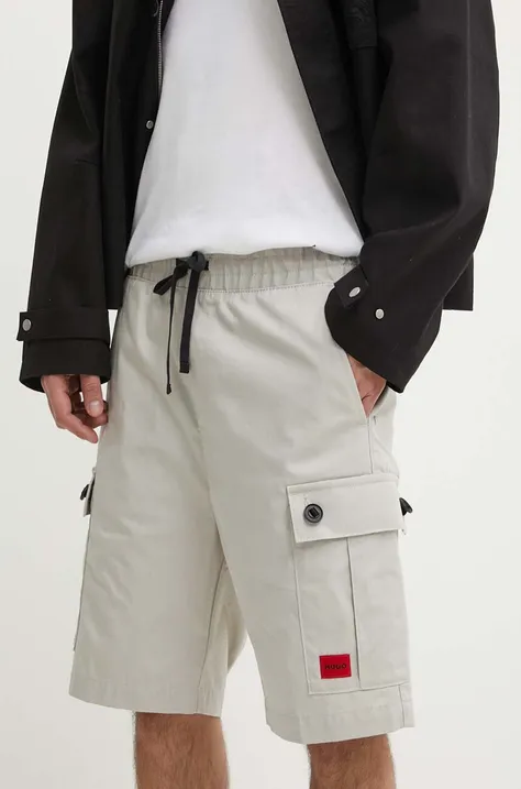 HUGO pantaloni scurți din bumbac culoarea gri, 50510594