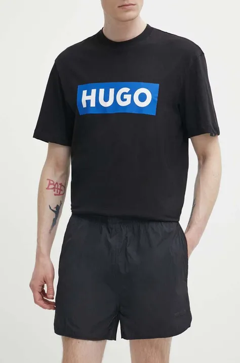 Kratke hlače HUGO moške, črna barva, 50511160