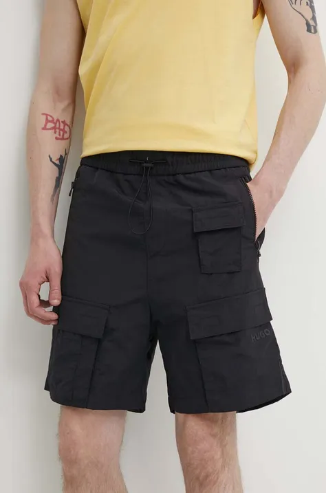 Kratke hlače HUGO za muškarce, boja: crna, 50511396