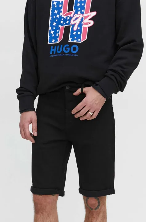 Джинсовые шорты HUGO мужские цвет чёрный