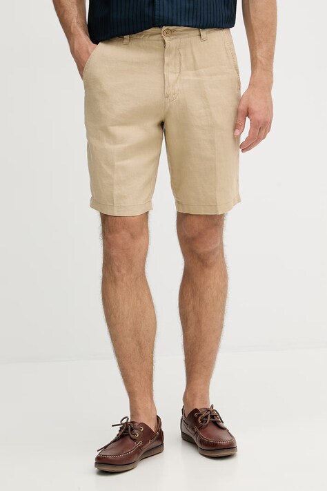 United Colors of Benetton šortky pánské lněné béžové regular waist 4AGH59548