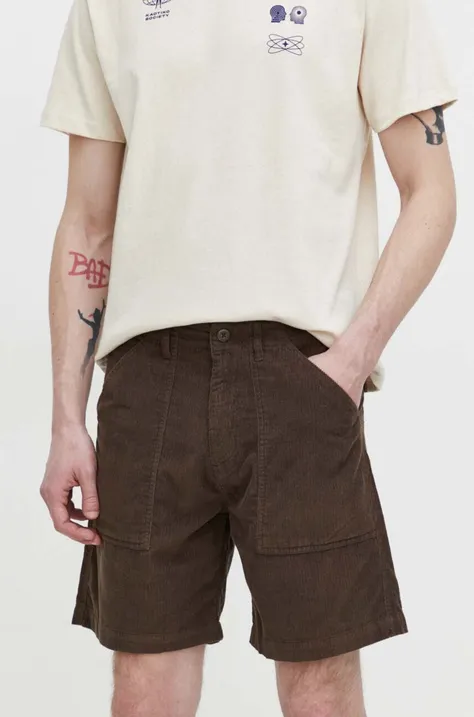 Kratke hlače iz rebrastega žameta Quiksilver rjava barva